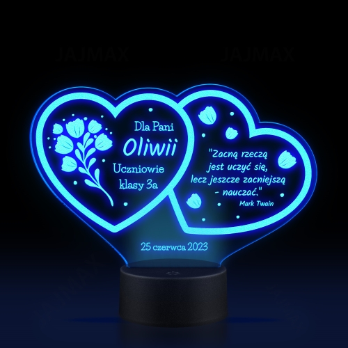 STATUETKA LED DWA SERCA prezent na zakończenie roku z grawerem