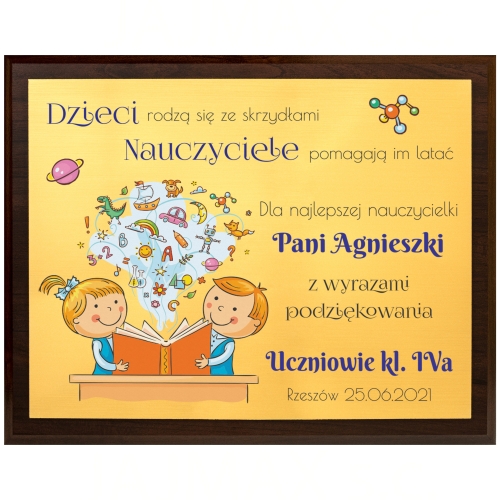 DREWNIANY OBRAZEK prezent dla nauczyciela wychowawcy nadruk