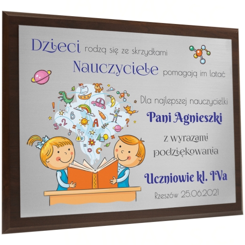 DREWNIANY OBRAZEK prezent dla nauczyciela wychowawcy nadruk