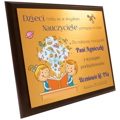 DREWNIANY OBRAZEK prezent dla nauczyciela wychowawcy nadruk
