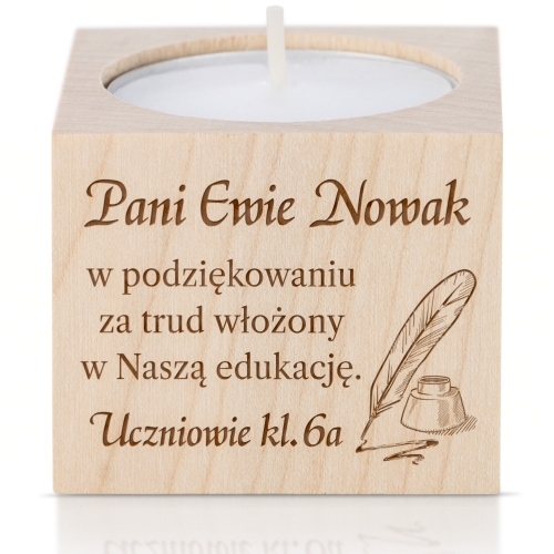 Świecznik UPOMINEK DLA NAUCZYCIELA grawer