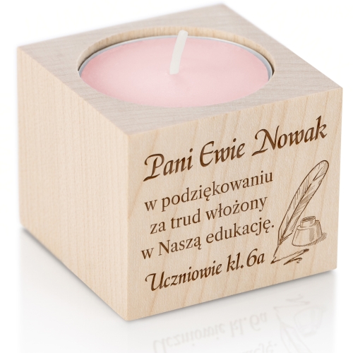 Świecznik UPOMINEK DLA NAUCZYCIELA grawer