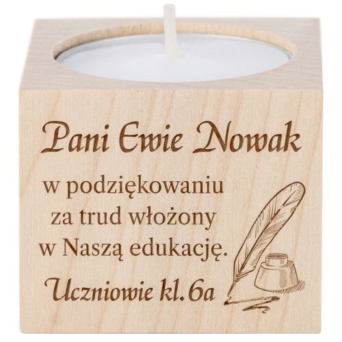 Świecznik UPOMINEK DLA NAUCZYCIELA grawer