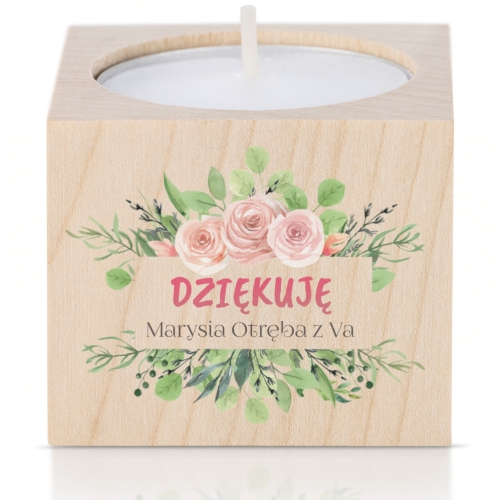 SUPER PREZENT DLA NAUCZYCIELA drewniany świecznik z podpisem