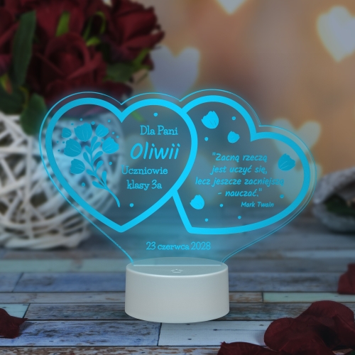 STATUETKA LED DWA SERCA prezent na zakończenie roku z grawerem