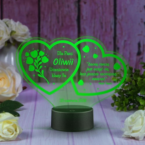 STATUETKA LED DWA SERCA prezent na zakończenie roku z grawerem