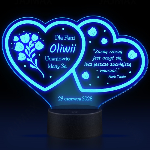 STATUETKA LED DWA SERCA prezent na zakończenie roku z grawerem