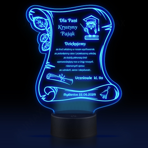 Statuetka led list PODZIĘKOWANIE DLA WYCHOWAWCY grawer