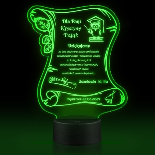 Statuetka led list PODZIĘKOWANIE DLA WYCHOWAWCY grawer