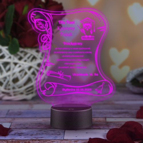 Statuetka led list PODZIĘKOWANIE DLA WYCHOWAWCY grawer