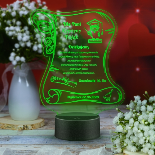 Statuetka led list PODZIĘKOWANIE DLA WYCHOWAWCY grawer