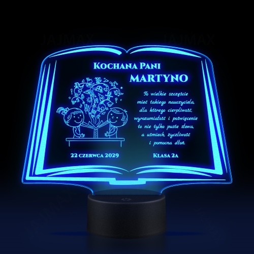 ORYGINALNY PREZENT DLA NAUCZYCIELA Statuetka LED lampka księga 