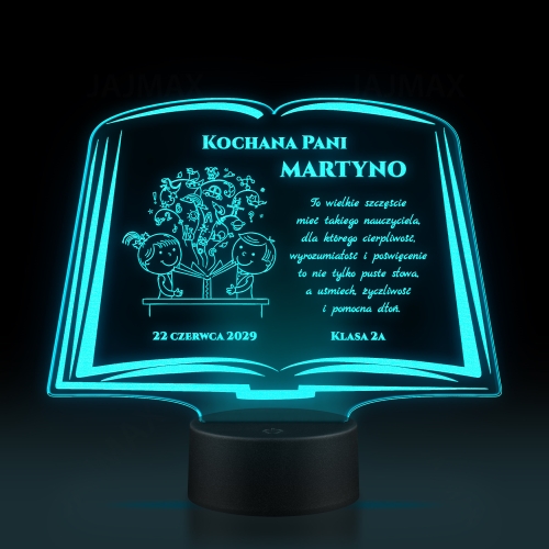 ORYGINALNY PREZENT DLA NAUCZYCIELA Statuetka LED lampka księga 