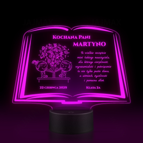 ORYGINALNY PREZENT DLA NAUCZYCIELA Statuetka LED lampka księga 