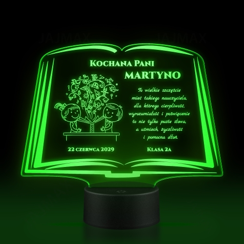 ORYGINALNY PREZENT DLA NAUCZYCIELA Statuetka LED lampka księga 