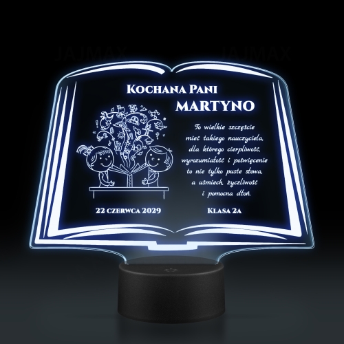 ORYGINALNY PREZENT DLA NAUCZYCIELA Statuetka LED lampka księga 