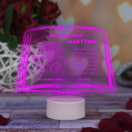ORYGINALNY PREZENT DLA NAUCZYCIELA Statuetka LED lampka księga 