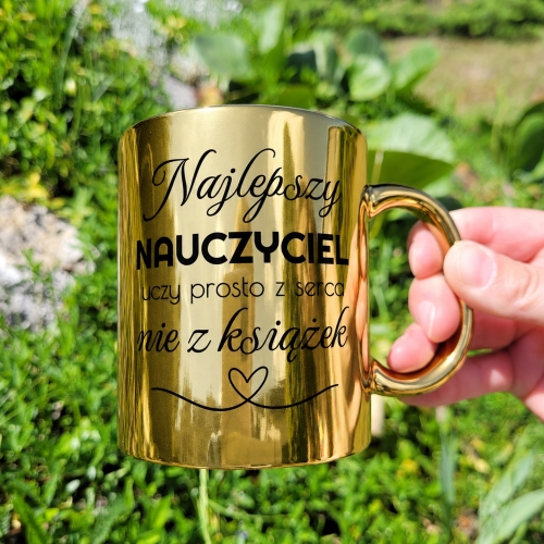 prezent dla nauczyciela wychowawcy KOSZ UPOMINKOWY zloty kubek