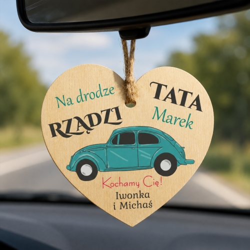 ZAWIESZKA DO SAMOCHODU pomysłowy prezent na Dzień Ojca nadruk