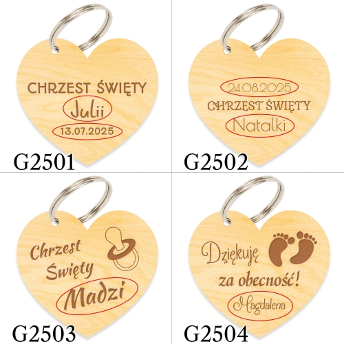 Breloczek PODZIĘKOWANIE dla gości NA CHRZEST grawer