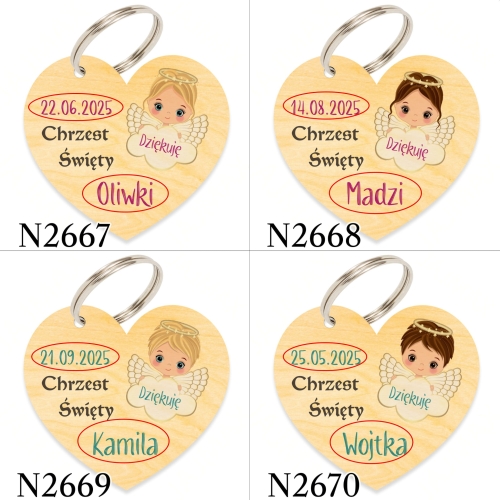 Zestaw BRELOCZEK CUKIERKI podziękowanie chrzest dla gości nadruk
