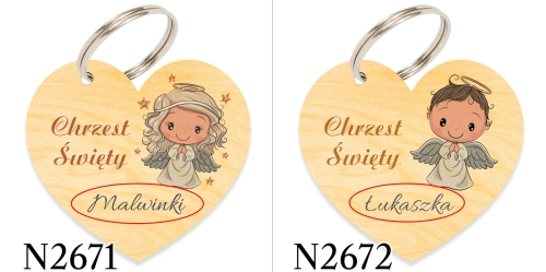 Zestaw BRELOCZEK CUKIERKI podziękowanie chrzest dla gości nadruk