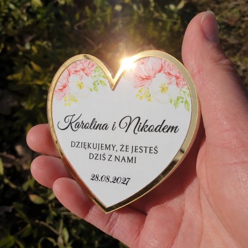 Podziękowania dla Gości na Ślub Złoty Magnes Serce z Imionami PremiumPodziękowania dla Gości na Ślub Złoty Magnes Serce z Imionami Premium