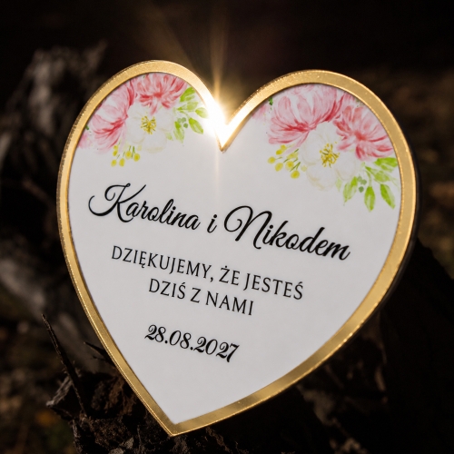 Podziękowania dla Gości na Ślub Złoty Magnes Serce z Imionami PremiumPodziękowania dla Gości na Ślub Złoty Magnes Serce z Imionami Premium