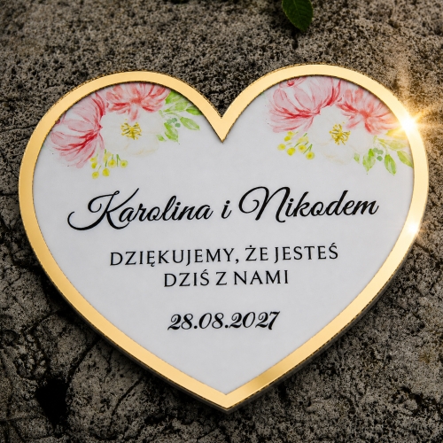 Podziękowania dla Gości na Ślub Złoty Magnes Serce z Imionami PremiumPodziękowania dla Gości na Ślub Złoty Magnes Serce z Imionami Premium