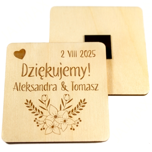 magnes kwadrat UPOMINKI DLA GOŚCI ślub wesele grawer