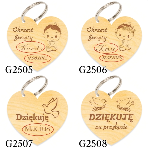 Zestaw BRELOK I KONFITURA upominki dla gości chrzest grawer