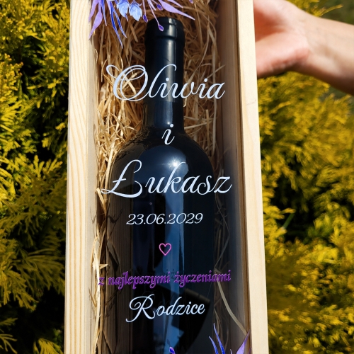 Prezent na Ślub Skrzynka na Wino z Kwiatami