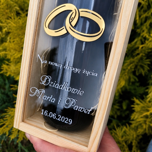 Prezent na Ślub Skrzynka na Wino i Pudełko na Pieniądze