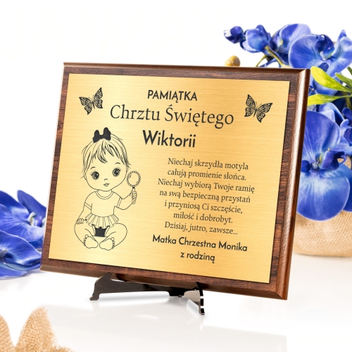 Obrazek złoty na CHRZEST grawer