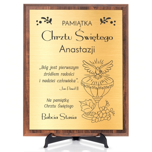 Obrazek złoty na CHRZEST grawer