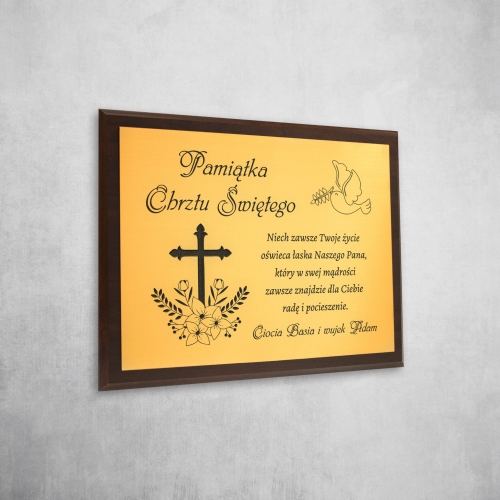 Obrazek złoty na CHRZEST grawer