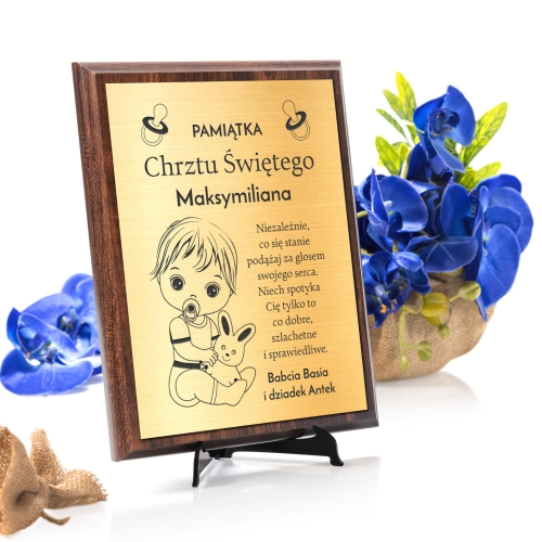 Obrazek złoty na CHRZEST grawer