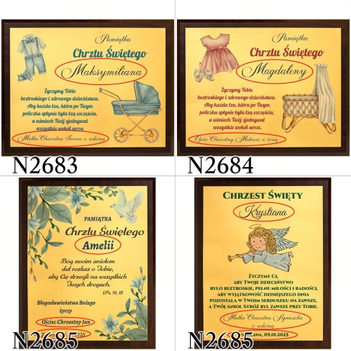 OBRAZEK ZŁOTY chrzest święty nadruk