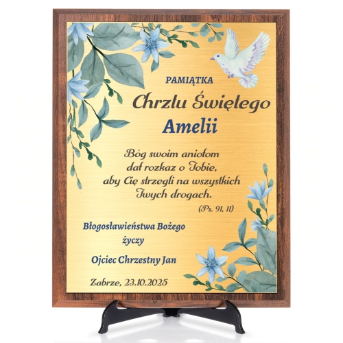 OBRAZEK ZŁOTY chrzest święty nadruk