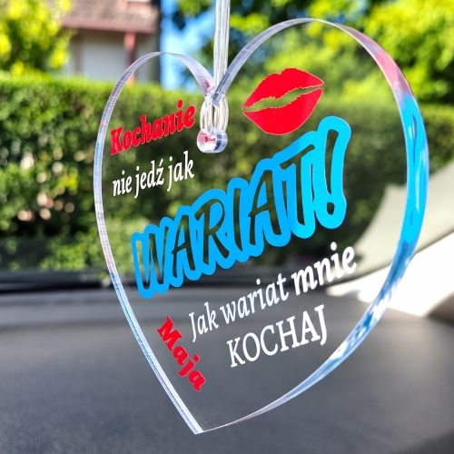 Zawieszka do Auta WARIAT z Imieniem na Dzień Chłopaka i Walentynki
