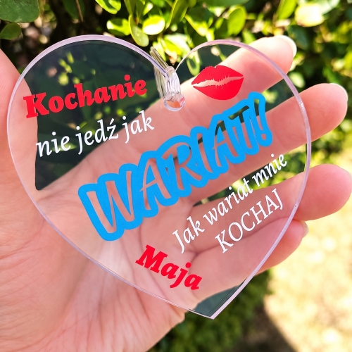 Zawieszka do Auta WARIAT z Imieniem na Dzień Chłopaka i Walentynki