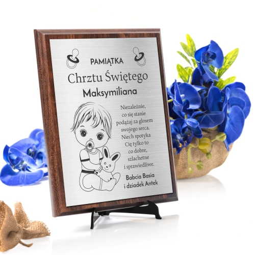 OBRAZEK SREBRNY na chrzest grawer 