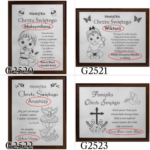 OBRAZEK SREBRNY na chrzest grawer 