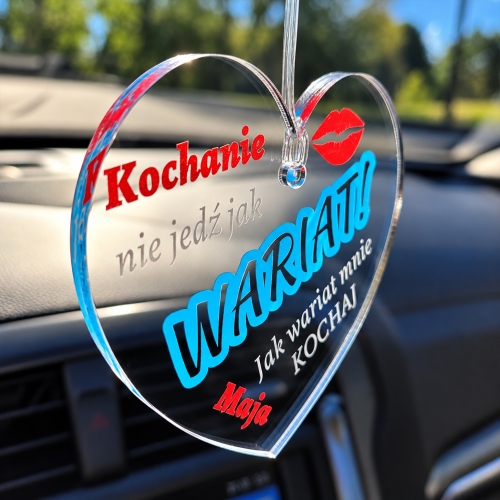 Zawieszka do Auta WARIAT z Imieniem na Dzień Chłopaka i Walentynki