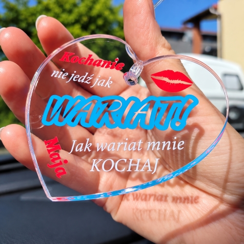 Zawieszka do Auta WARIAT z Imieniem na Dzień Chłopaka i Walentynki