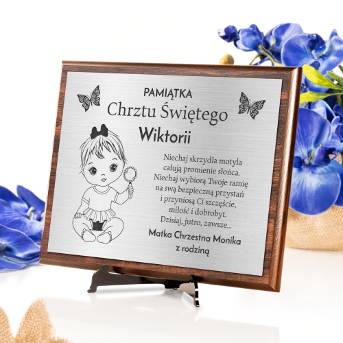 OBRAZEK SREBRNY na chrzest grawer 