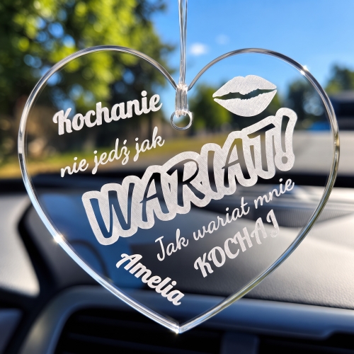 Zawieszka do Auta z Grawerem Prezent na Dzień Chłopaka i Walentynki