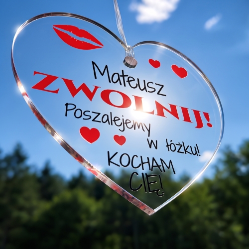 Akrylowa Zawieszka Zwolnij z Imieniem na Dzień Chłopaka i Walentynki