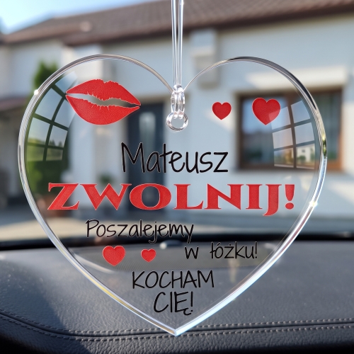 Akrylowa Zawieszka Zwolnij z Imieniem na Dzień Chłopaka i Walentynki
