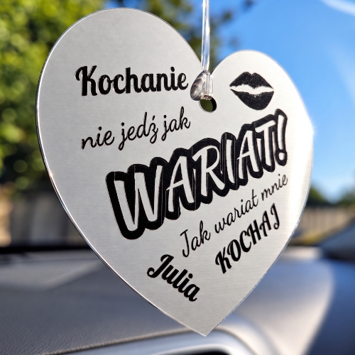 Srebrna Zawieszka Wariat z Imieniem na Dzień Chłopaka i Walentynki